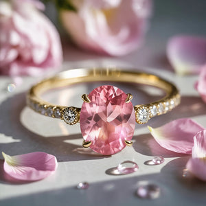 The Luna 2CT Oval Cut Pink Gemstone Ring