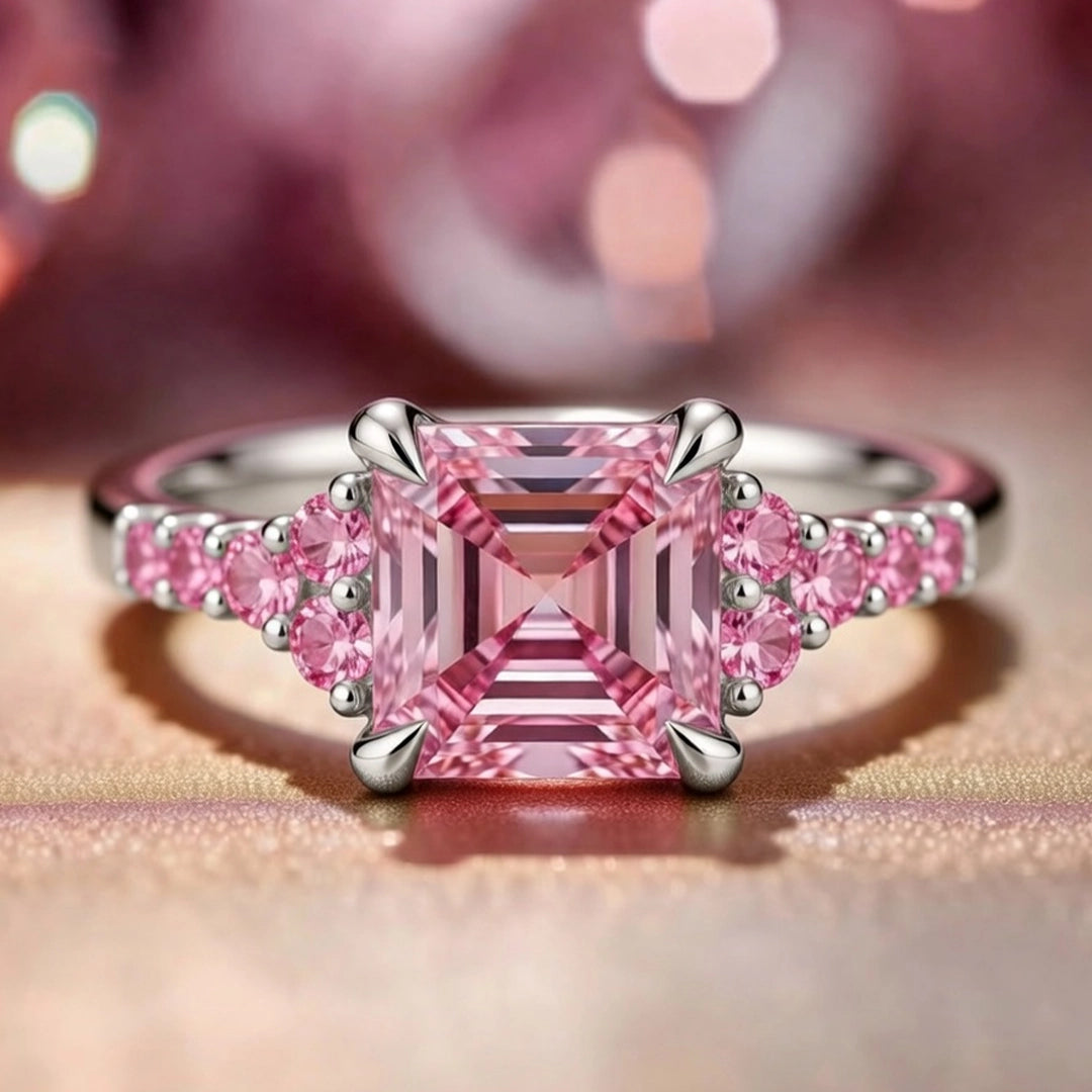 Mia's Charm | Asscher Cut Pink Sapphire Ring