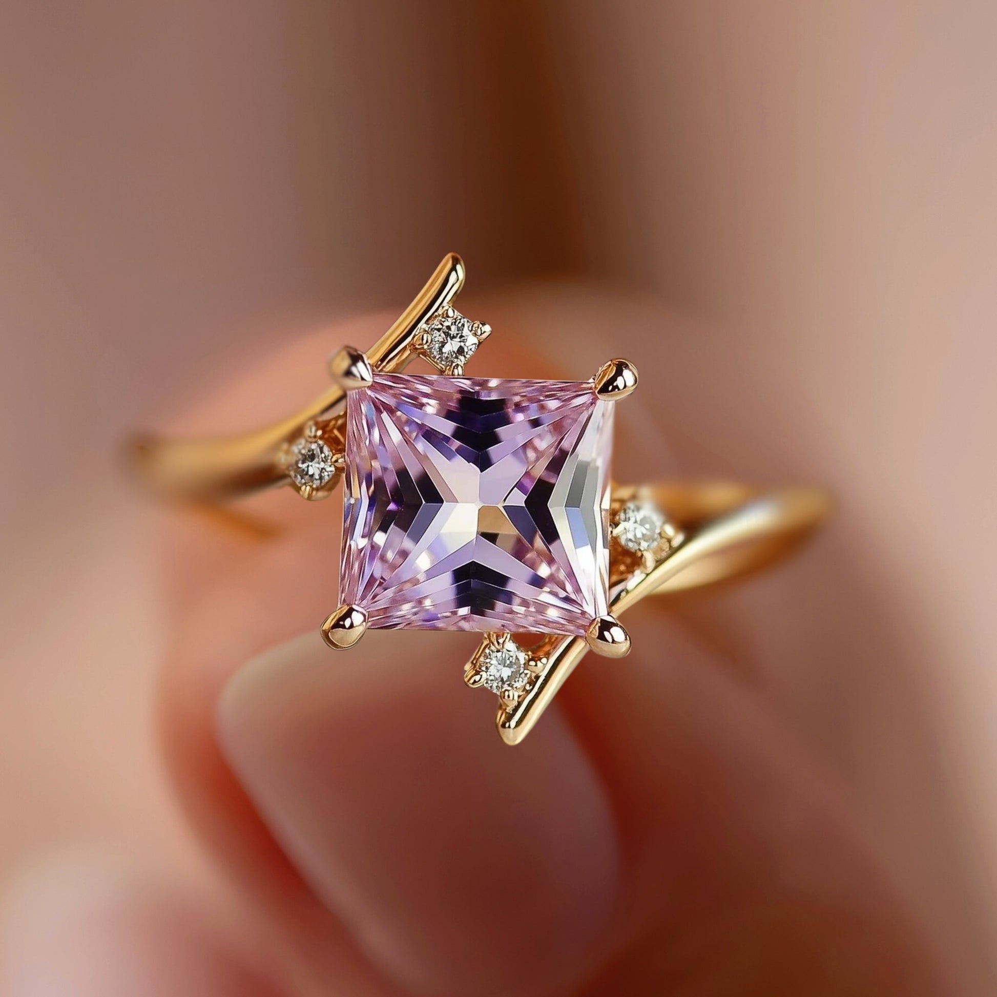 Julissa 1CT Princess-Cut Pink Gemstone Ring