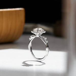 White Cushion Design 2CT Moissanite Engagement Ring