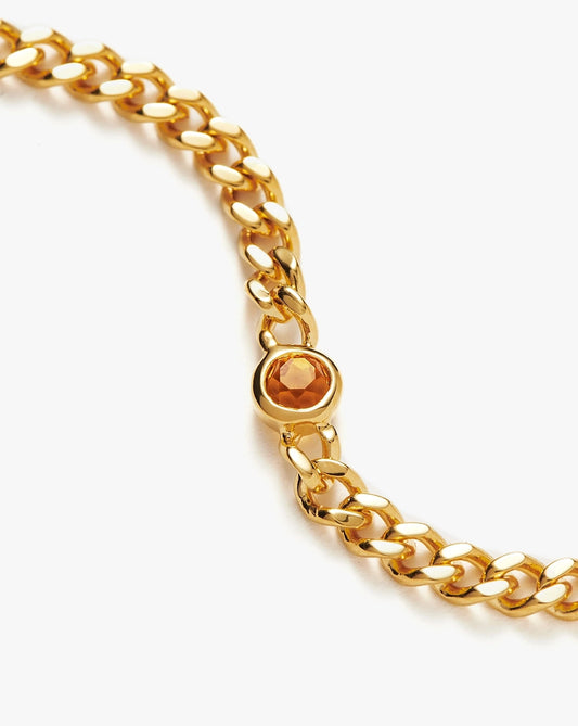 November Birthstone Chain Bracelet | 18K Gold Plated Vermeil/Citrine