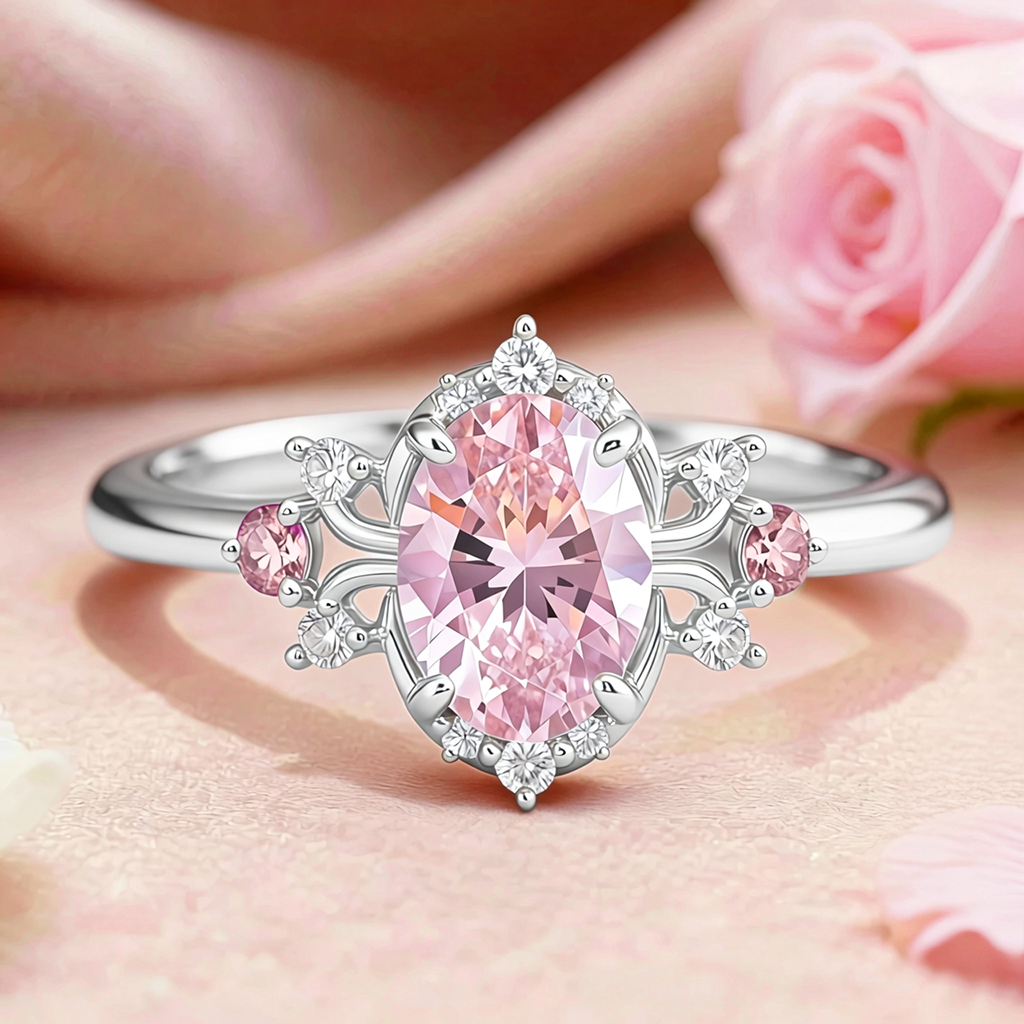 Elysia‘s Veil | Oval Vintage Pink Solitaire Ring