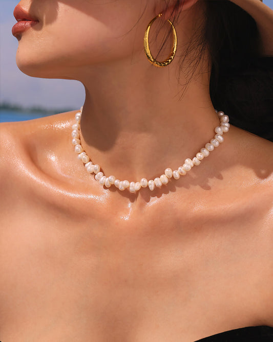 Antique Style Pearl Necklace with Baroque French Charm