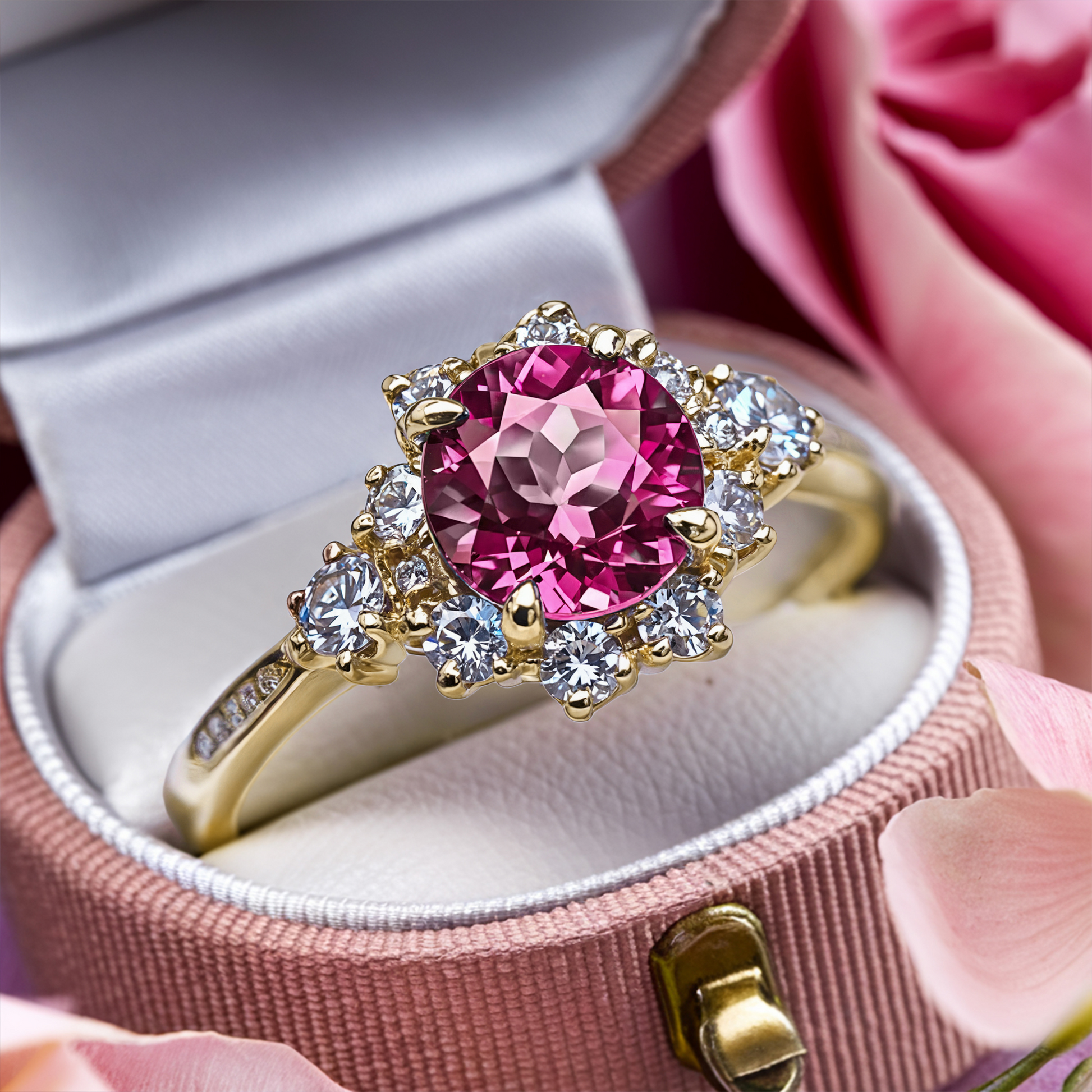 Bethany 1.5CT Round Cut Pink Gemstone Ring