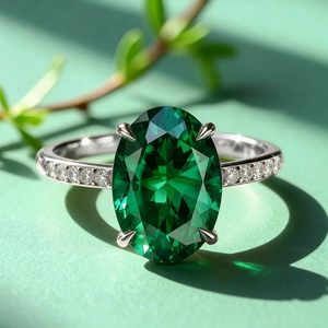 Thalia‘s Glen | 2CT Oval Cut Green Gemstone Ring
