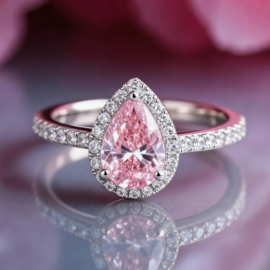 Stella’s Spark | 3CT Pear Cut Pink Gemstone Ring