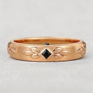 Leaf Shadow | Square Black Sapphire Men's Band