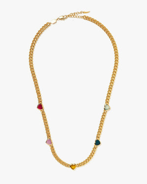 18K Gold Vermeil Jelly Heart Gemstone Charm Necklace