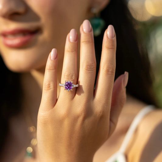The Caterina 1CT Princess Cut Purple Gemstone Ring