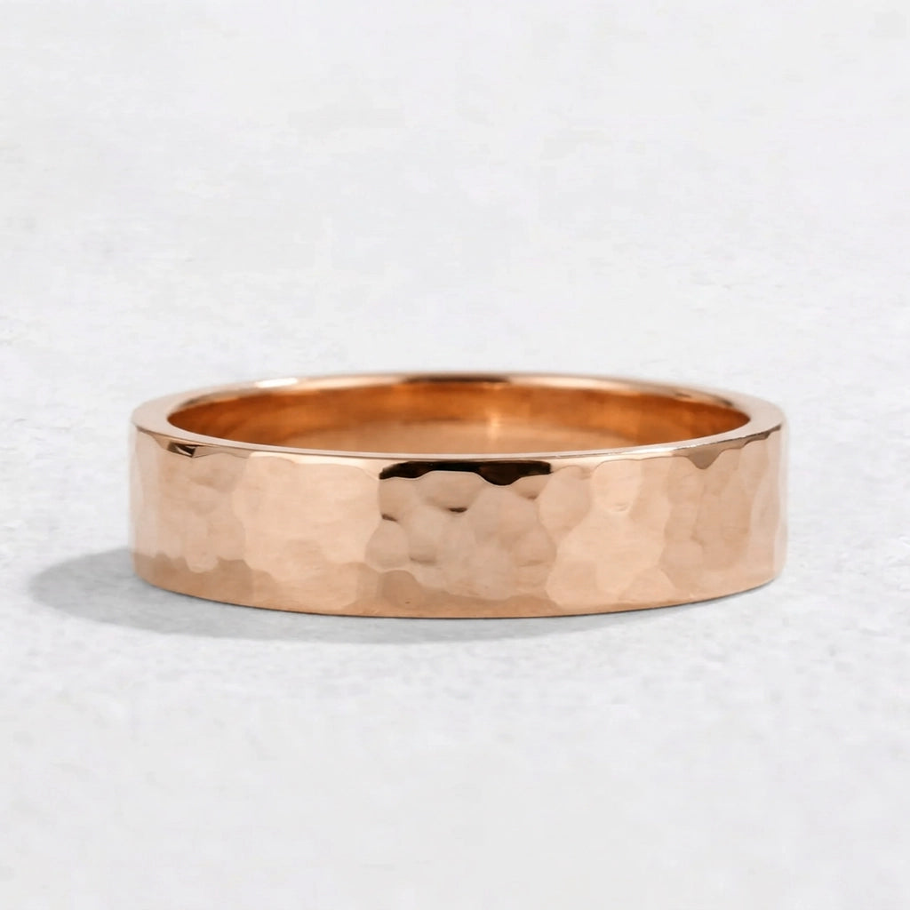Hammered Forge | Metallic Grain Wedding Band