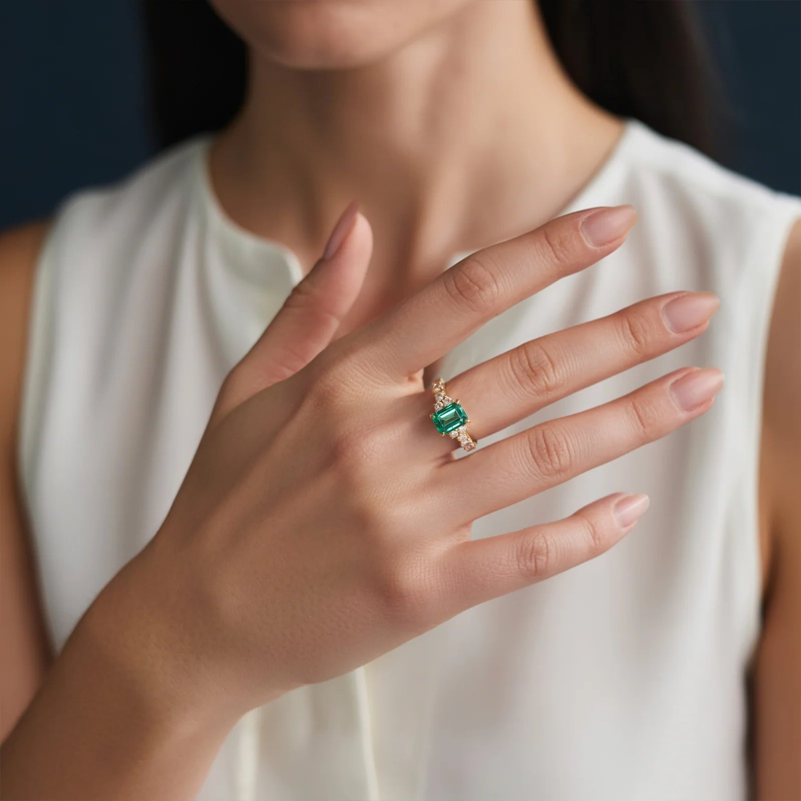 The Adelina Rae 2CT Emerald Cut Green Gemstone Ring