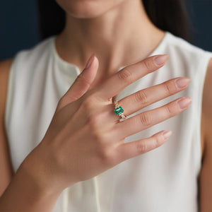 The Adelina Rae 2CT Emerald Cut Green Gemstone Ring