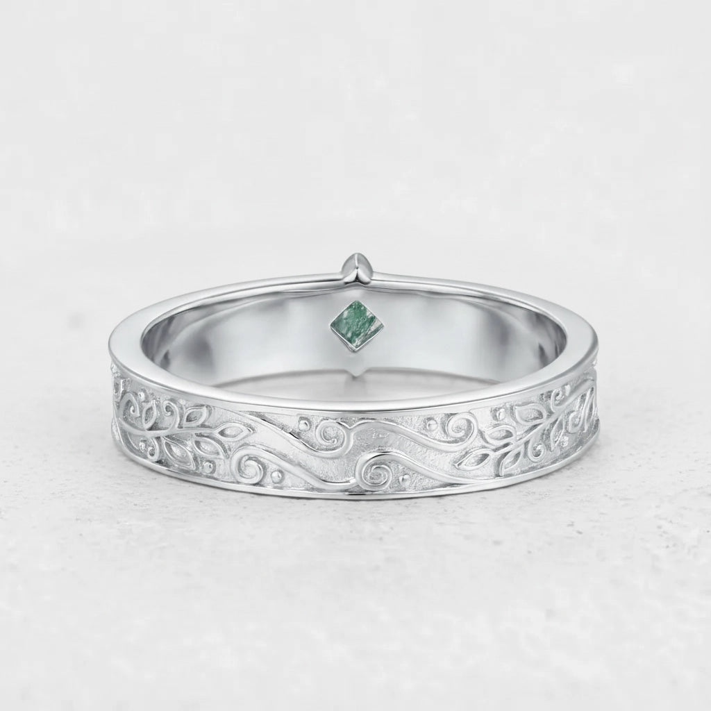 Oak Grain | Square Moss Agate Men's Band