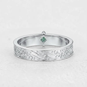 Oak Grain | Square Moss Agate Men's Band