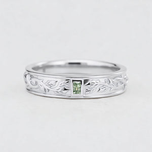 Mistletoe Forge | Bezel Baguette Green Sapphire Men's Wedding Band