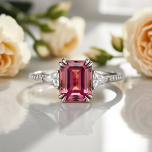 Liora 2CT Emerald Cut Burgundy Gemstone Ring