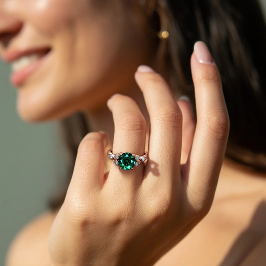 The Katalina 1.5CT Round Cut Green Gemstone Ring