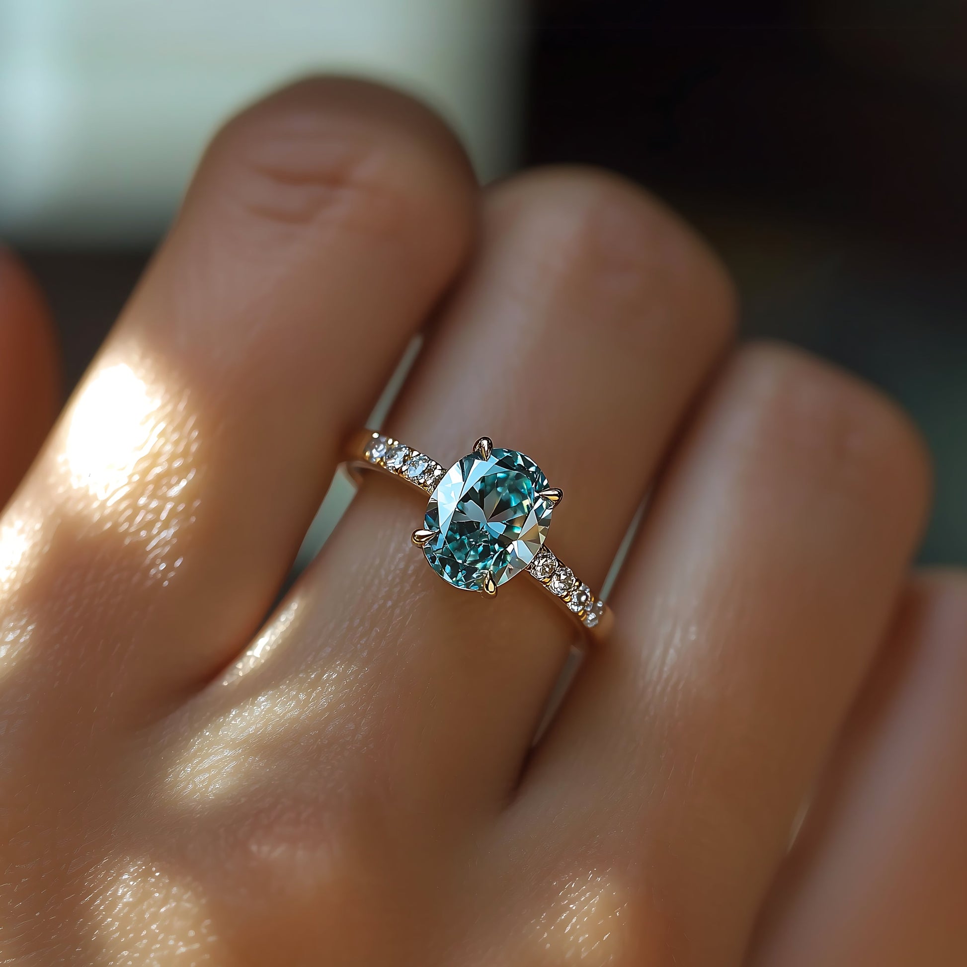 Camille 2CT Oval Cut Green Gemstone Ring