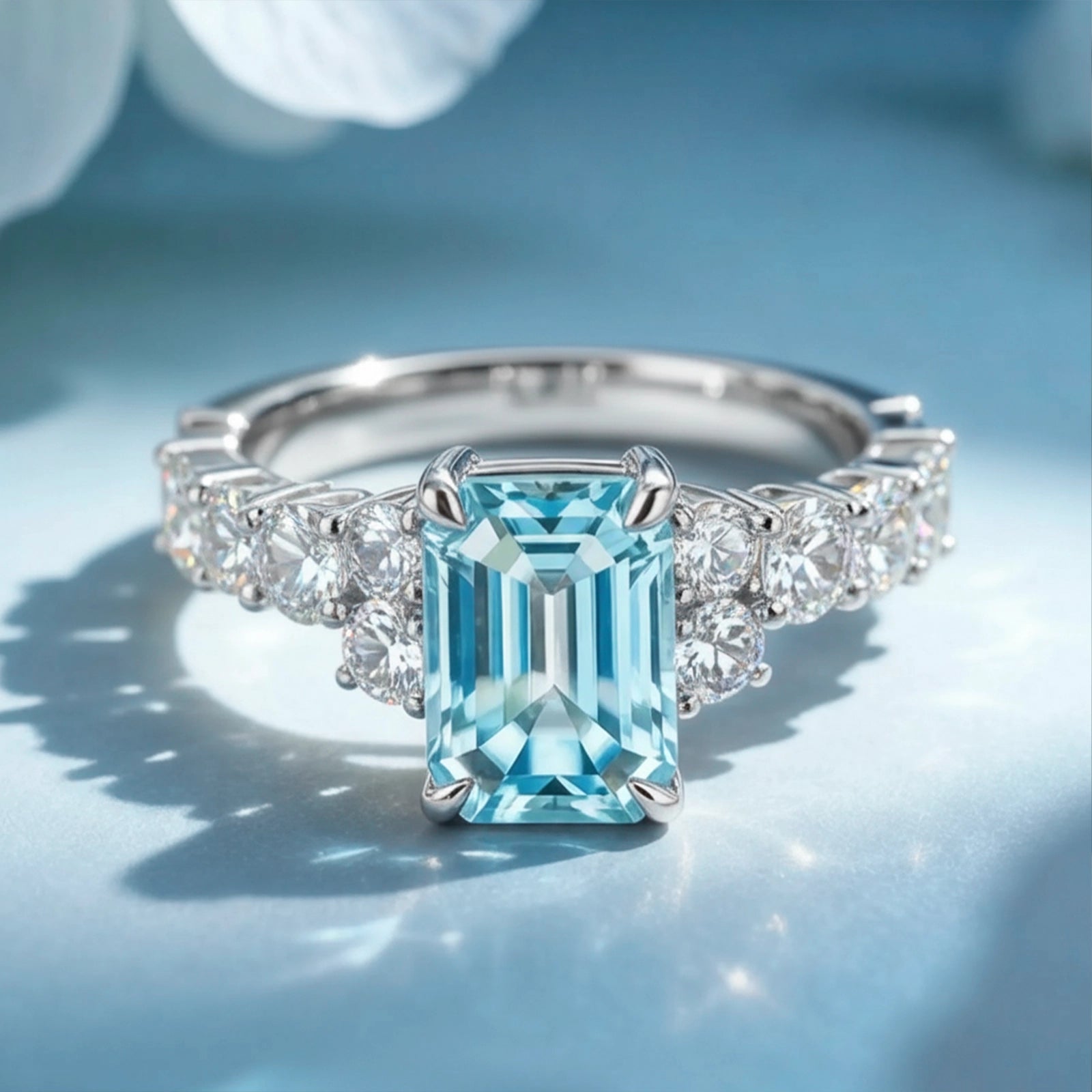 Eleanor’s Radiance | 2CT Emerald Cut Blue Sapphire Ring