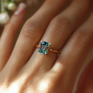 Leila 2CT Emerald Cut Green Gemstone Ring