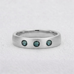 Shadow Peak | Round Lab-Grown Teal Sapphire Wedding Band
