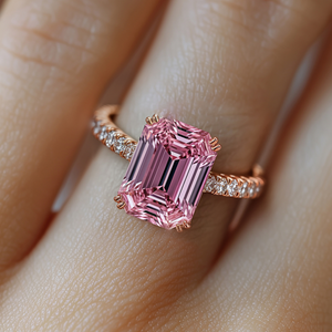 Elisa 2CT Emerald Cut Luxe Pink Gemstone Ring