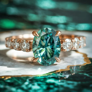 The Celestine 2CT Oval Cut Green Gemstone Ring