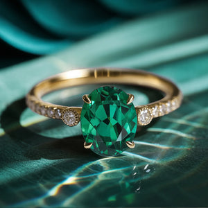 The Luna 2CT Oval-Cut Green Gemstone Ring