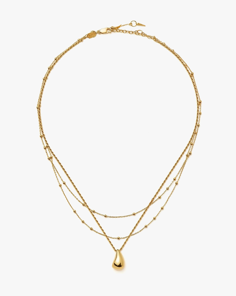 18K Gold Vermeil Droplet Pendant & Double Necklace Set