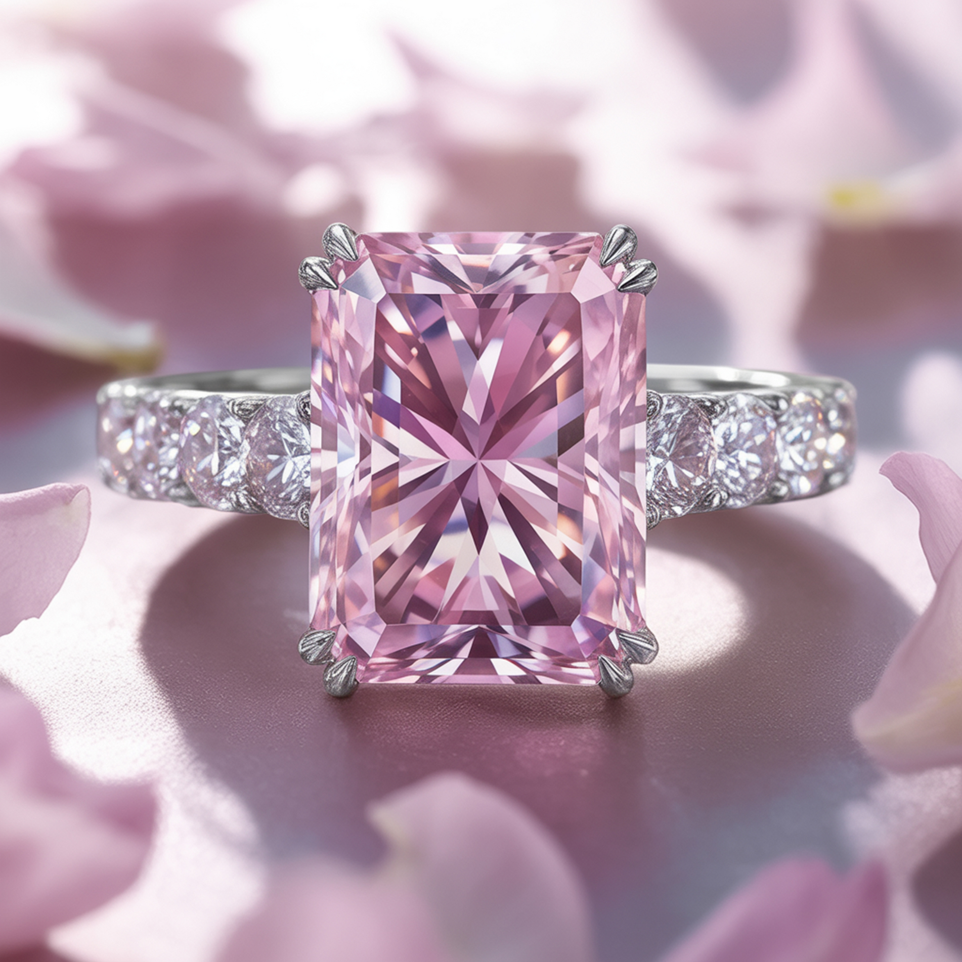 Camilla 3CT Radiant-Cut Pink Gemstone Ring