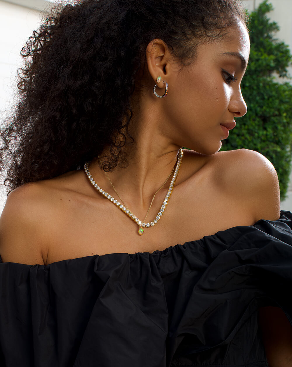 Radiant Opal Gem Gold Pendant Necklace
