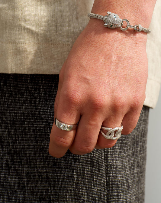 Adjustable Men's Solitaire Ring