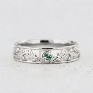 Forest Stag | Moss Agate Men's Wedding Band