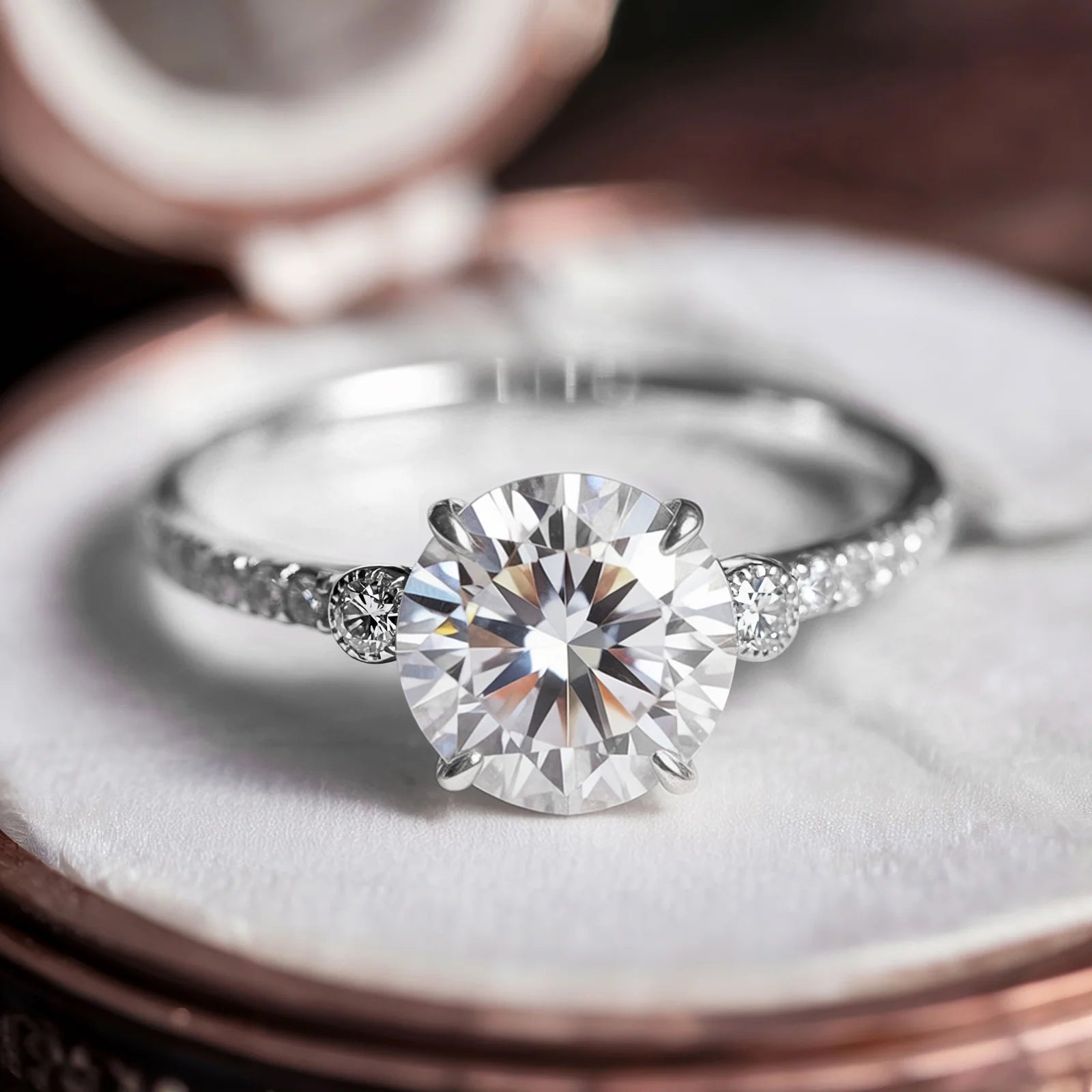 The Luna 2CT Round Cut Moissanite Ring