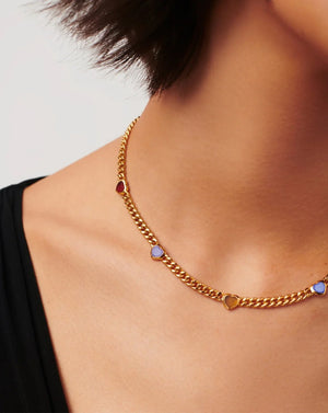 18K Gold Vermeil Jelly Heart Gemstone Charm Necklace