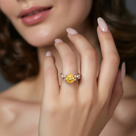 The Katalina 1.5CT Round Cut Yellow Gemstone Ring