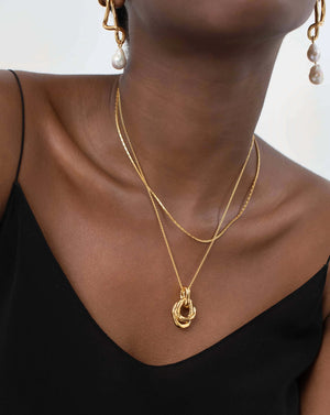 18K Gold Vermeil Molten Twisted Double Pendant Necklace