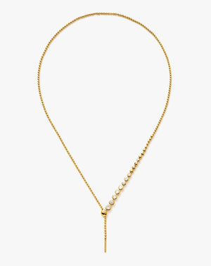 18K Gold Vermeil Beaded Stone Slider Lariat Necklace