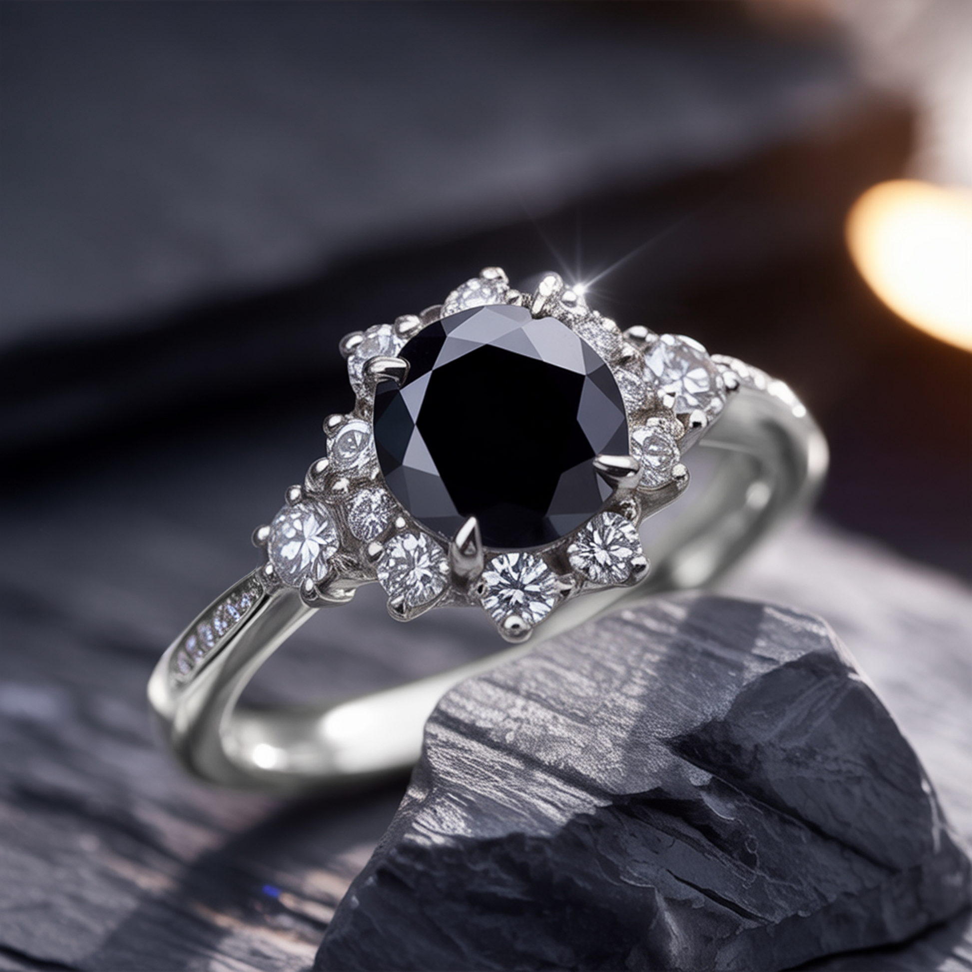 Bethany 1.5CT Round Cut Black Diamond Ring