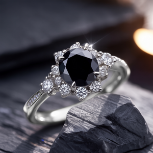 Bethany 1.5CT Round Cut Black Diamond Ring