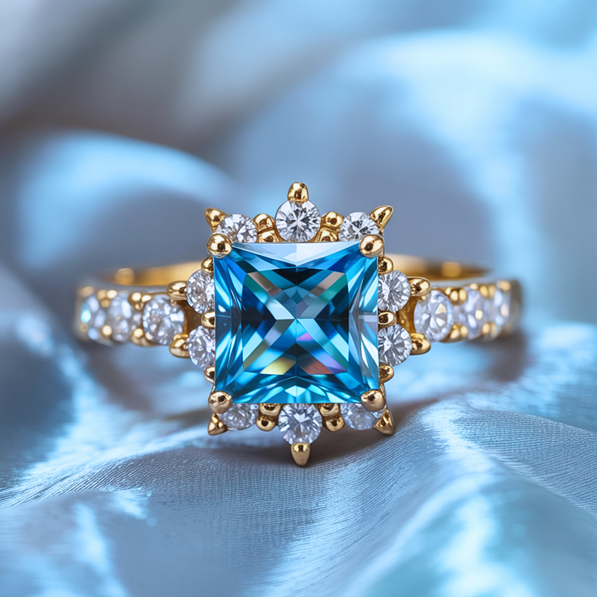 Caterina 1CT Princess Cut Blue Gemstone Ring