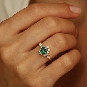 Marina's Grove | Round Cut Green Sapphire Halo Ring