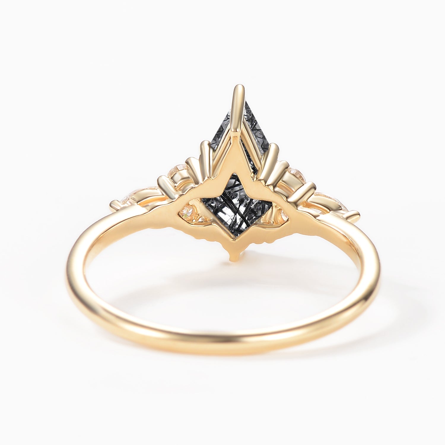 Unique Moss Agate Kite Cut Three Sides Stone Engagement Ring