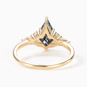 Unique Moss Agate Kite Cut Three Sides Stone Engagement Ring
