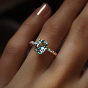 Camille 2CT Oval Cut Green Gemstone Ring