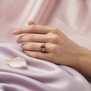 Virelia Vintage 3CT Emerald-Cut Entwined Branch Pink Gemstone Ring
