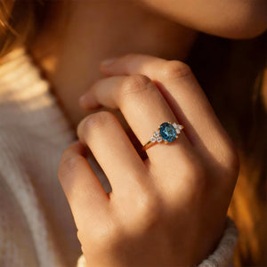 Azure Serenity | Oval Cut Rare Blue Sapphire Solitaire Engagement Ring