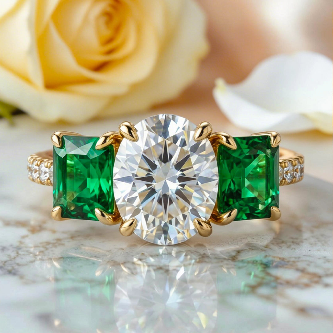 Audrey's Radiance | 2CT Oval Cut Moissanite Ring