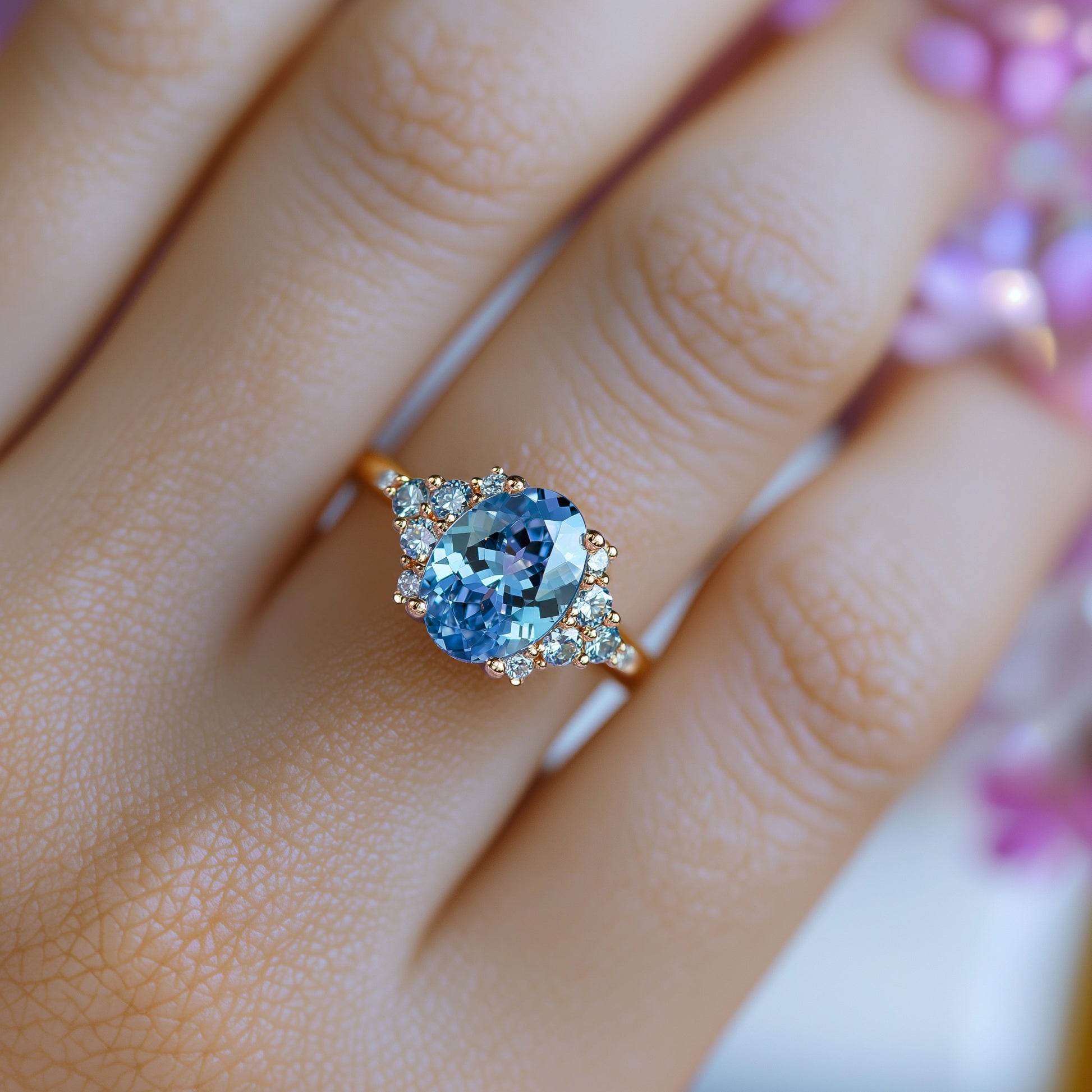 Lillian 2CT Oval Cut Blue Gemstone Ring