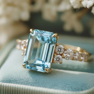 Eleanor’s Radiance | 2CT Emerald Cut Blue Sapphire Ring